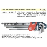 EXTOL Klíče imbus zahnuté 1,5 - 10 mm dlouhé s kuličkou   8819312