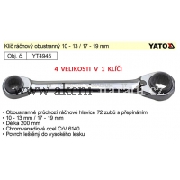 ráčnový klíč oboustanný 4v1, 10-13-17-19mm, YATO YT-4945, YT4945