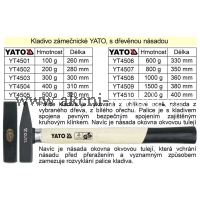YATO Kladivo zámečnické s dřevěnou okovanou násadou 600g   YT4506