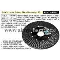 ROTAREX Rašple, kovový kotouč Black Mamba, určený pro úhlové brusky R2 / 115mm, 202115