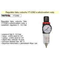 YATO Regulátor tlaku vzduchu Yato YT-2382 s odlučovačem vody, s rozsahem regulace vzduchu 0 - 9,3 bar