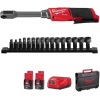 MILWAUKEE M12FPTR-202X aku průchozí ráčna v kufru s ořechy včetně baterie 2x2Ah a nabíječky 4933499411