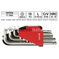 YATO Klíče imbus zahnuté 2 - 12 mm s kuličkou, YT-0509,  YT0509
